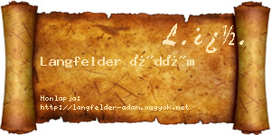 Langfelder Ádám névjegykártya